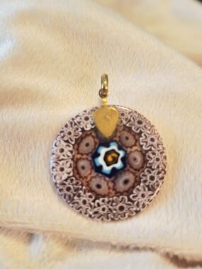 Italy Brown Millefiori Glass Pendant